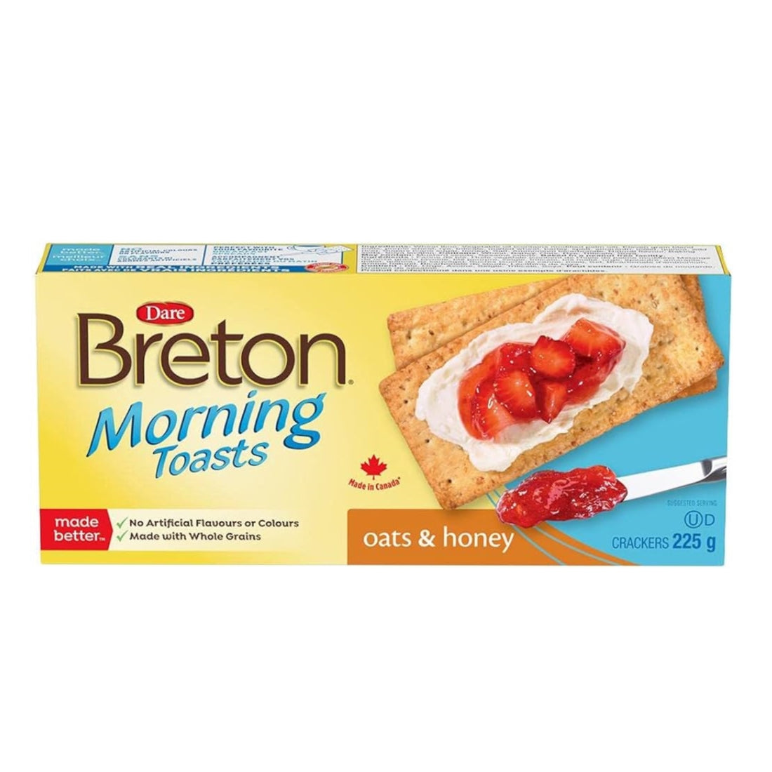 Dare Breton Morning Toasts Oats & Honey Crackers, 225g/8 oz. Box {Imported from Canada}