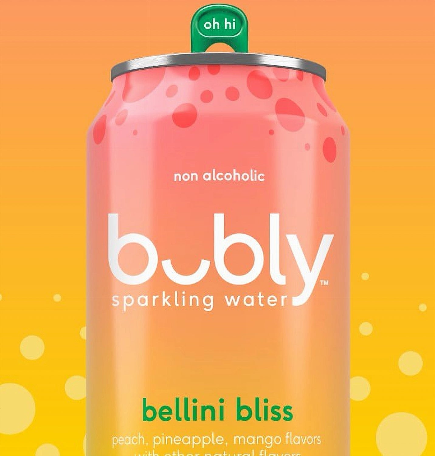 Bubly Peach Pineapple Mango Sparkling Water, 355mL single can, alternate view