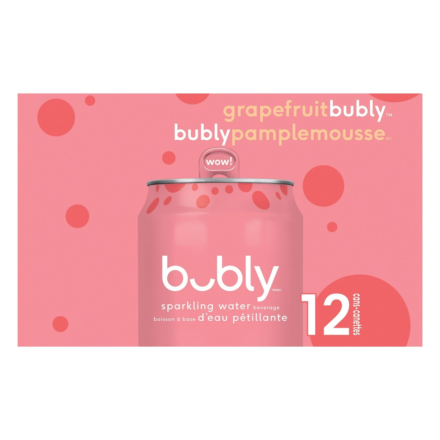 Bubly Grapefruit Sparkling Water, 12x355mL cans, side of package