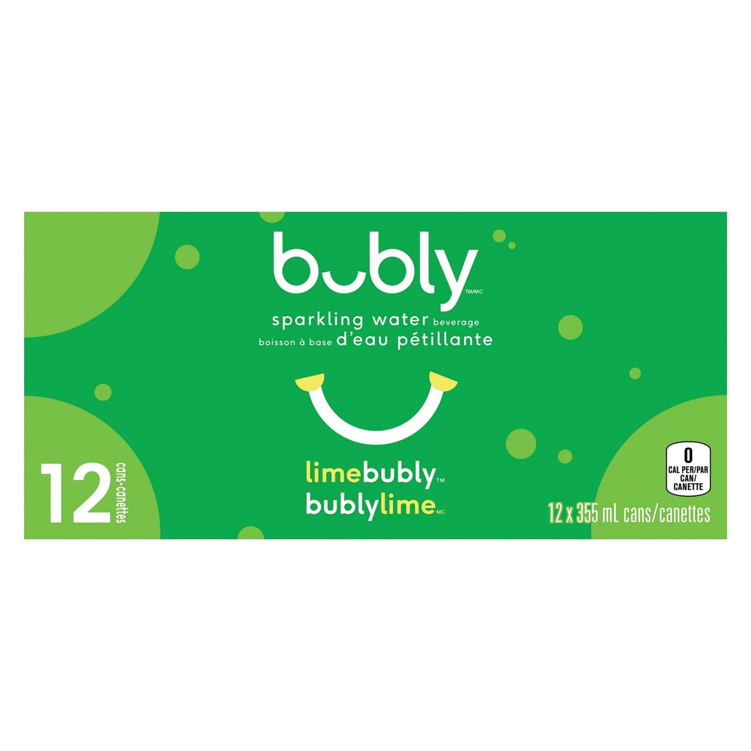 Bubly Lime Sparkling Water, 12x355mL cans, alternate side view