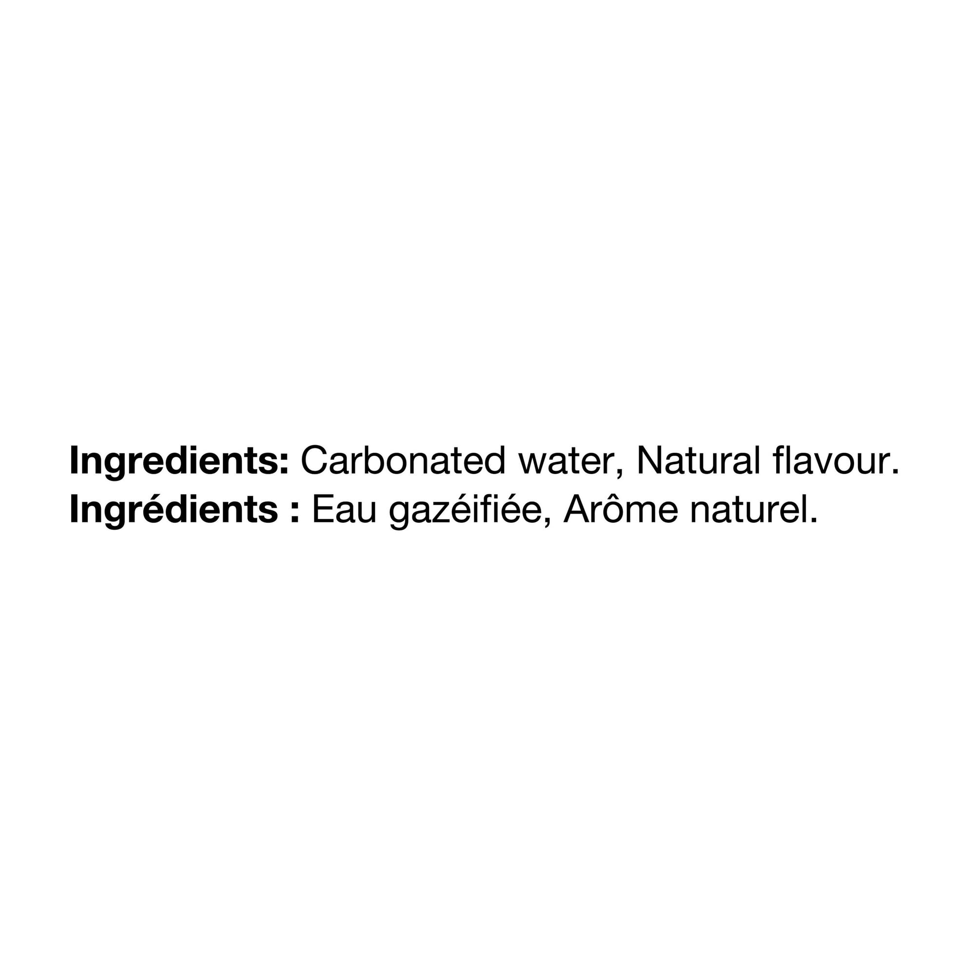 Bubly Peach Sparkling Water, 12x355mL cans, ingredients label
