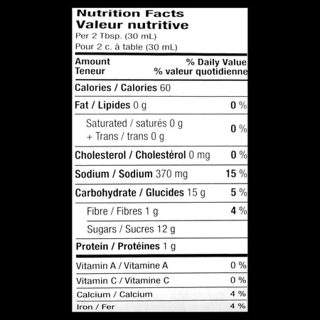 Bulls' Eye, Grilled Onion & Garlic Barbecue Sauce, 425ml/14 fl. oz. Bottle Nutrition Facts
