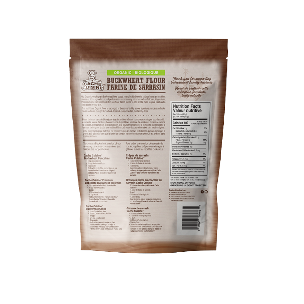 Cache Cuisine Organic Canadian Buckwheat Flour, 908g/2 lbs., Bag {Imported from Canada}