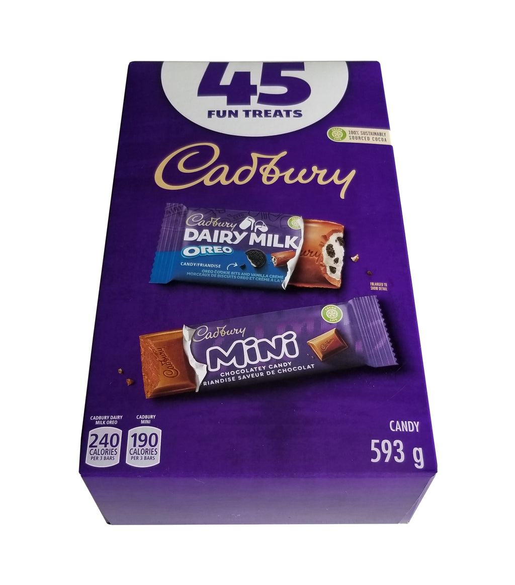 Cadbury Chocolate Fun Treats, Original & Oreo Dairy Milk Chocolate Bars, 45 count, 593g/20 oz. Box {Imported from Canada}