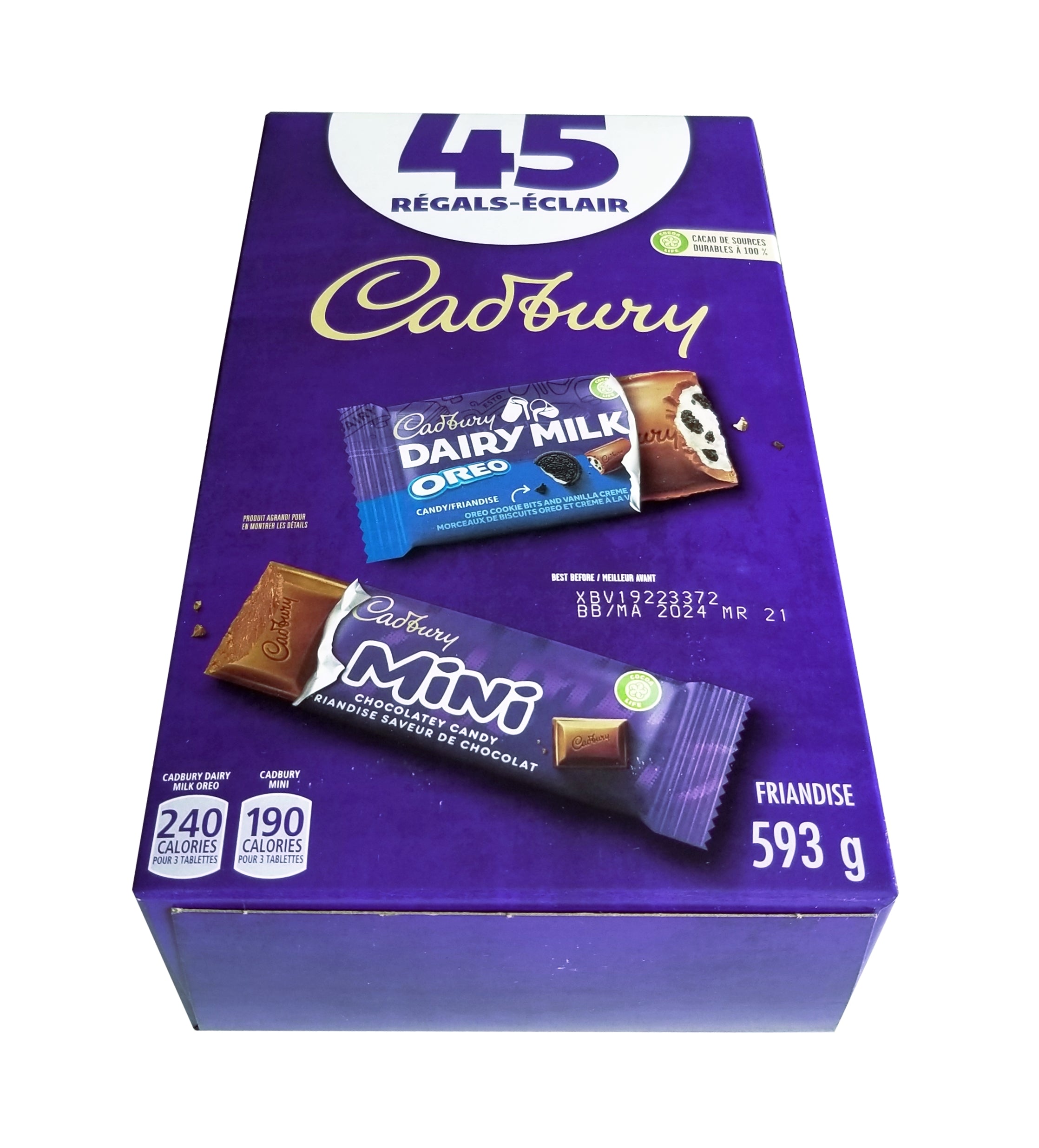 Cadbury Chocolate Fun Treats, Original & Oreo Dairy Milk Chocolate Bars, 45 count, 593g/20 oz. Box {Imported from Canada}