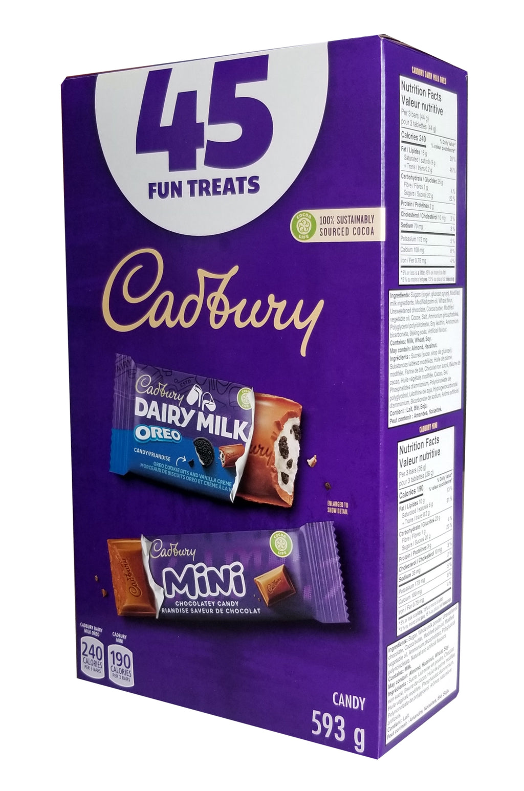 Cadbury Chocolate Fun Treats, Original & Oreo Dairy Milk Chocolate Bars, 45 count, 593g/20 oz. Box {Imported from Canada}