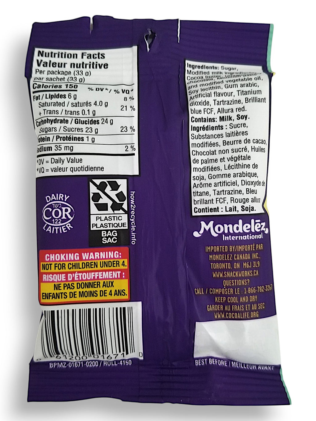 Cadbury Milk Chocolate Micro Mini Eggs, 33g/1.2 oz. - Back Of Bag