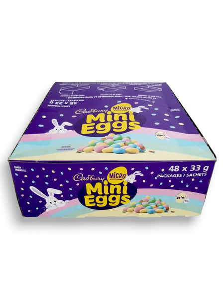 Cadbury Milk Chocolate Micro Mini Eggs, 48x33g, 1.5kg/3.5 lb. - Front Of Box