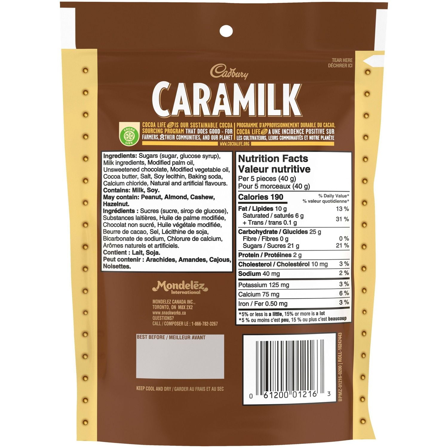 Cadbury Caramilk Minis - Bite Sized 200g Back Side