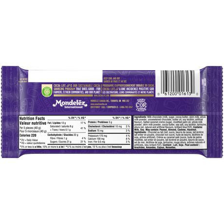 Cadbury Dairy Milk Creamy Salted Caramel Chocolate Bar – 95g/3 oz - Back
