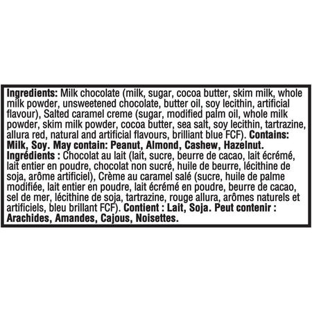 Cadbury Dairy Milk Creamy Salted Caramel Chocolate Bar – 95g/3 oz - Ingredients