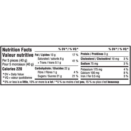 Cadbury Dairy Milk Creamy Salted Caramel Chocolate Bar – 95g/3 oz - Nutrition Facts