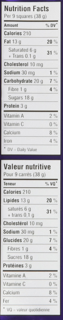 Cadbury Dairy Milk Hazelnut Chocolate Nutrition Facts