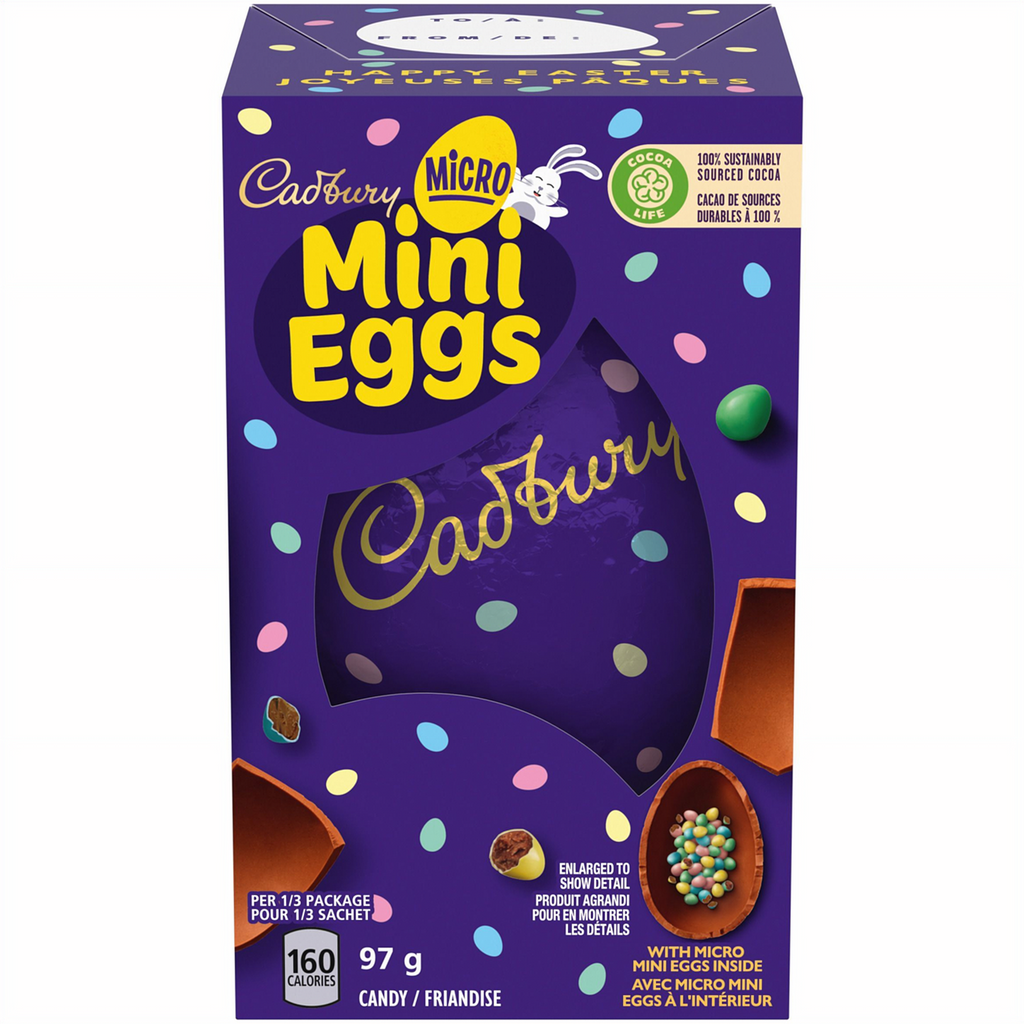 Cadbury Hollow Milk Chocolate Easter Egg with Micro Mini Eggs Filling, 97g/3.4 oz.