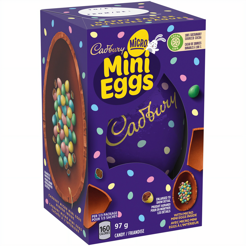 Cadbury Hollow Milk Chocolate Easter Egg with Micro Mini Eggs Filling, 97g/3.4 oz.