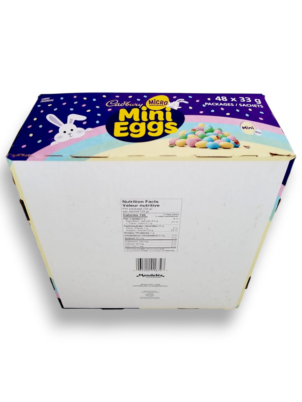 Cadbury Milk Chocolate Micro Mini Eggs, 48x33g, 1.5kg/3.5 lb. - Bottom Of Box