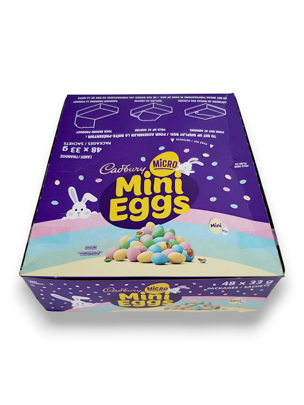 Cadbury Milk Chocolate Micro Mini Eggs, 48x33g, 1.5kg/3.5 lb. - Top Of Box