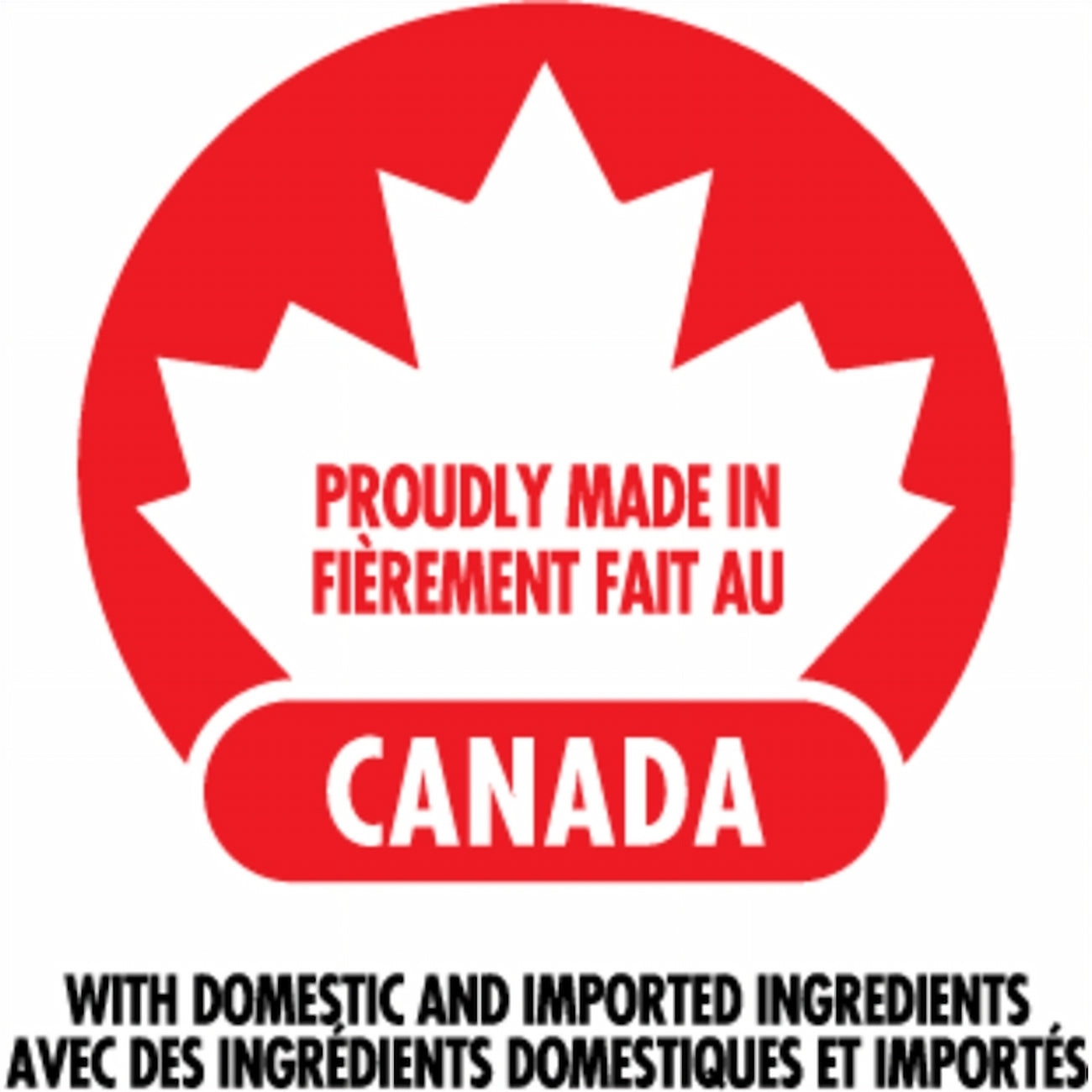 Proudly Made in Canada logo with red circle and white maple leaf
