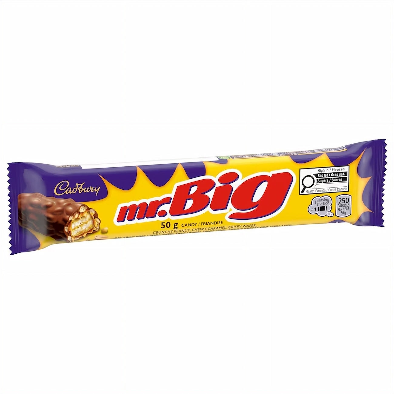 Cadbury Mr. Big chocolate candy bar packaging on a white background