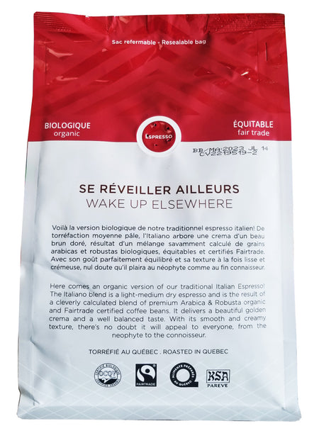 Cafe William Organic Espresso Italiano Ground Coffee, 340g/12 oz. Bag {Imported from Canada}