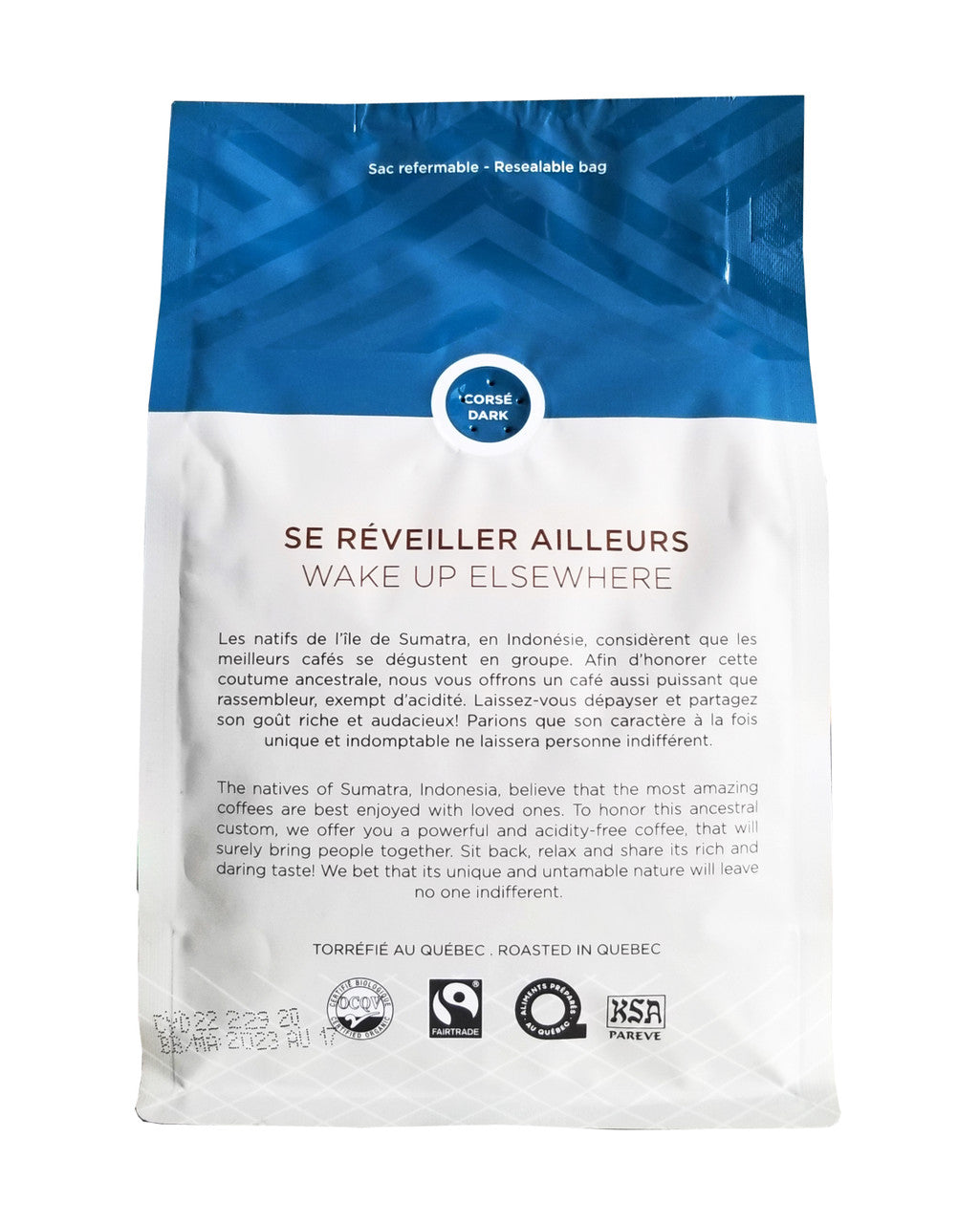 Cafe William Organic Sumatra Dark Ground Coffee, 340g/12 oz. Bag {Imported from Canada}