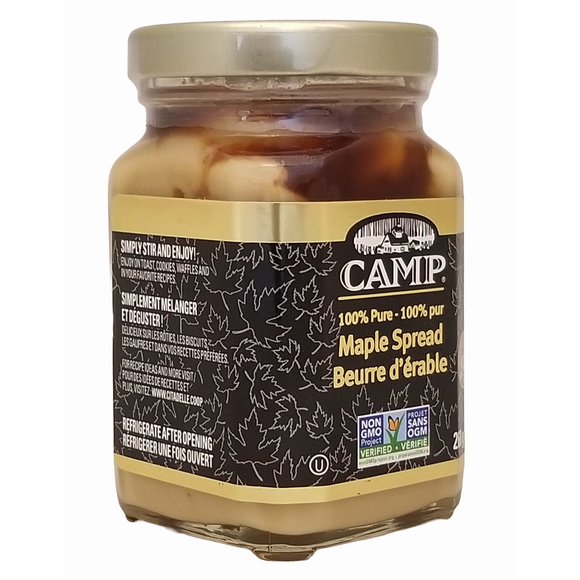 Camp Maple Butter Spread 260 g jar, angled package view