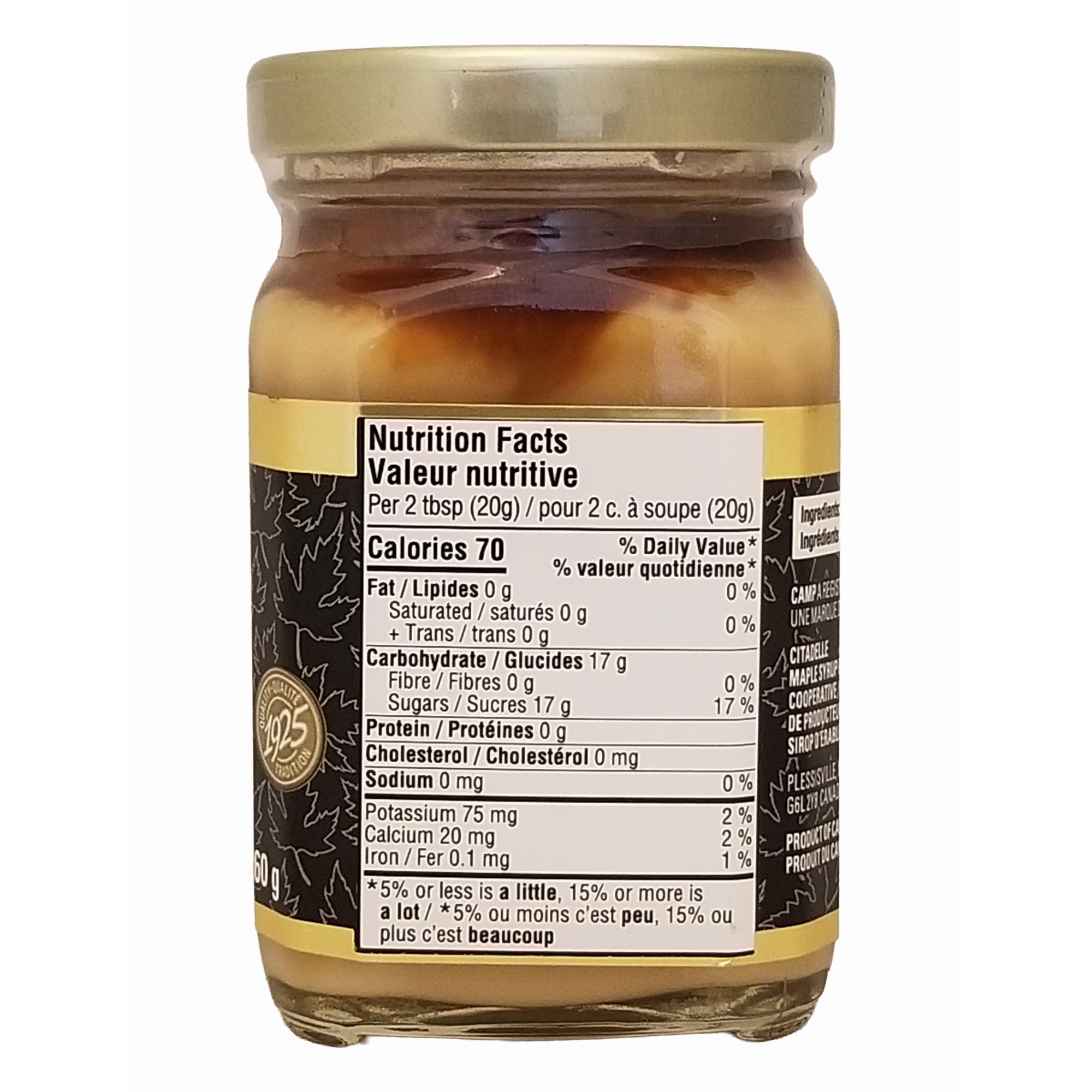 Camp Maple Butter Spread 260 g jar, side package view