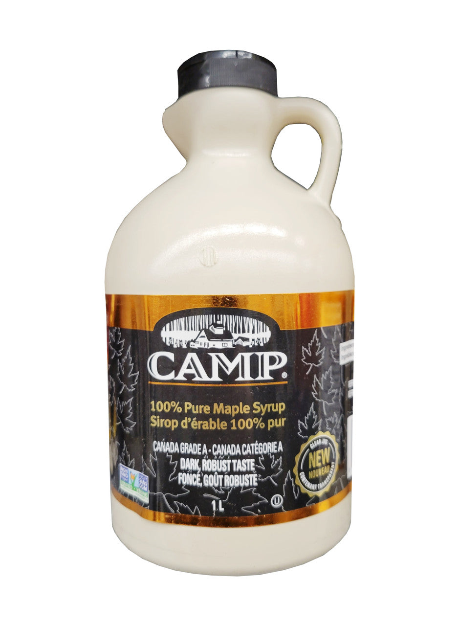 Camp 100% Maple Syrup, Canada Grade A Dark, 1 L/33.8 fl. oz. {Imported from Canadian}