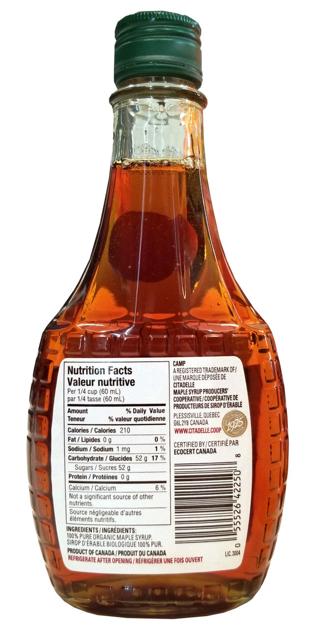 Camp 100% Pure Organic Maple Syrup Canadian Grade A, 250mL/8.7 fl. oz. {Imported from Canada}