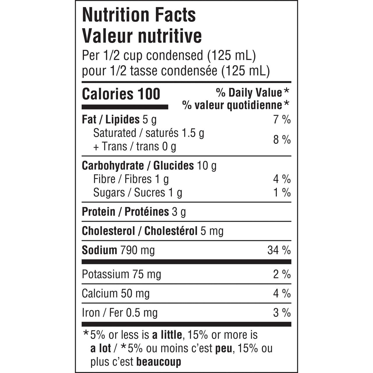 Campbell's Broccoli Cheese Soup, 284ml/9.6oz. Can Nutrition Facts