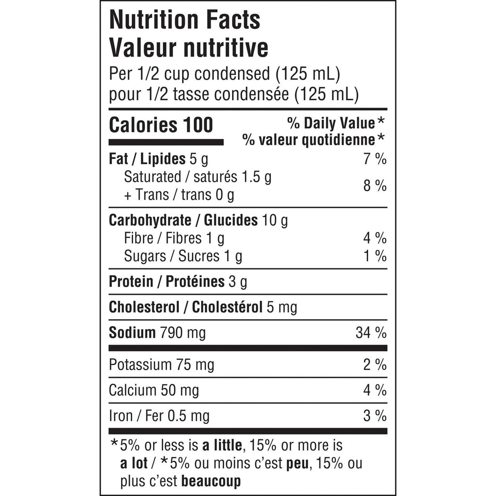 Campbell's Broccoli Cheese Soup, 284ml/9.6oz. Can Nutrition Facts