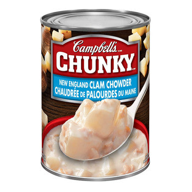 Campbell's Chunky New England Clam Chowder Soup, 540ml/18.3 oz. Can Front Side