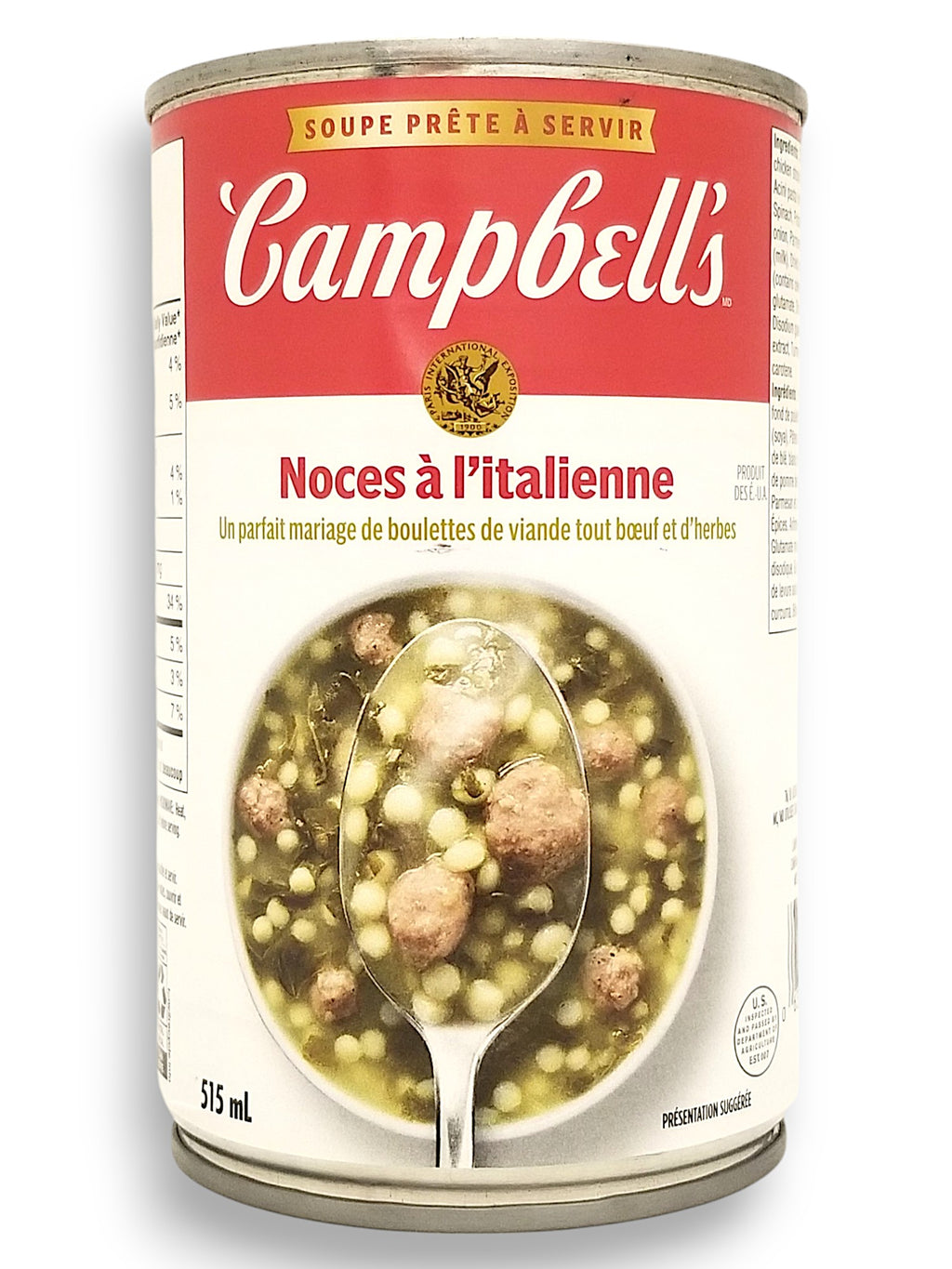 Campbell's Italian Wedding Soup, 515ml/17.4 oz., Tin - Back