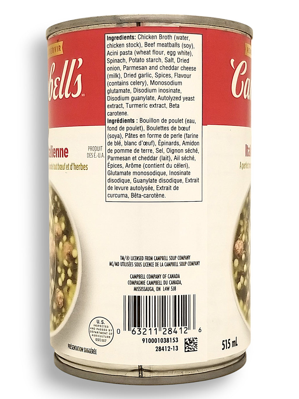 Campbell's Italian Wedding Soup, 515ml/17.4 oz., Tin - Side