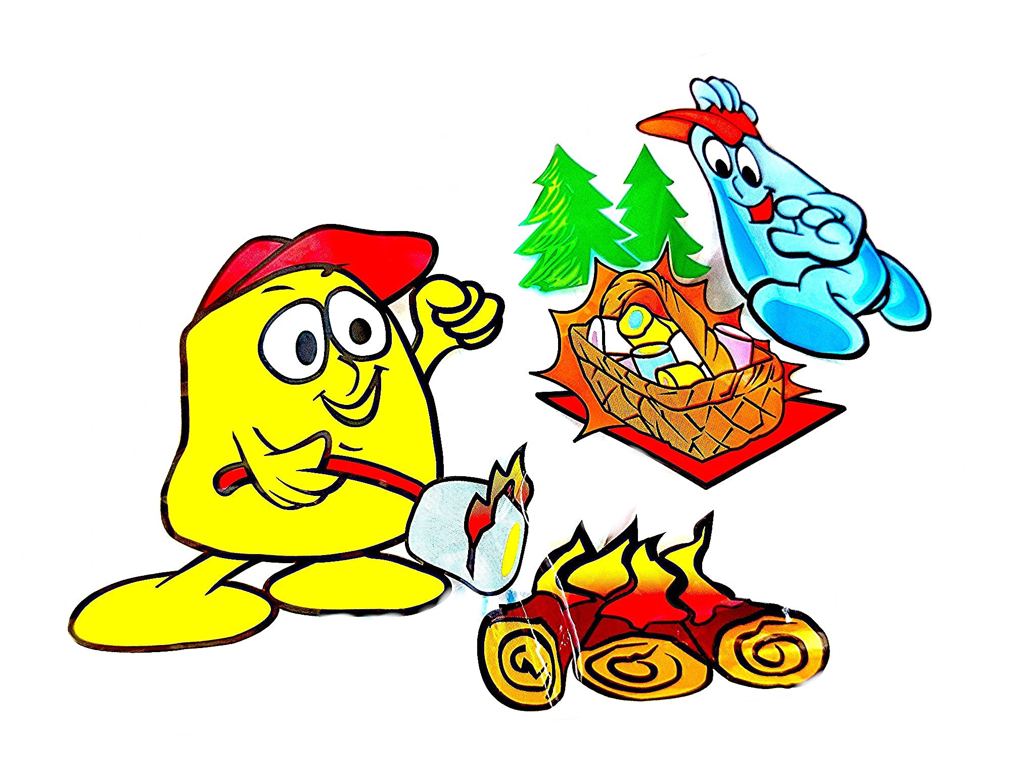 Campside Super Giant Rainbow Marshmallows, 700g, picture of a camp fire.