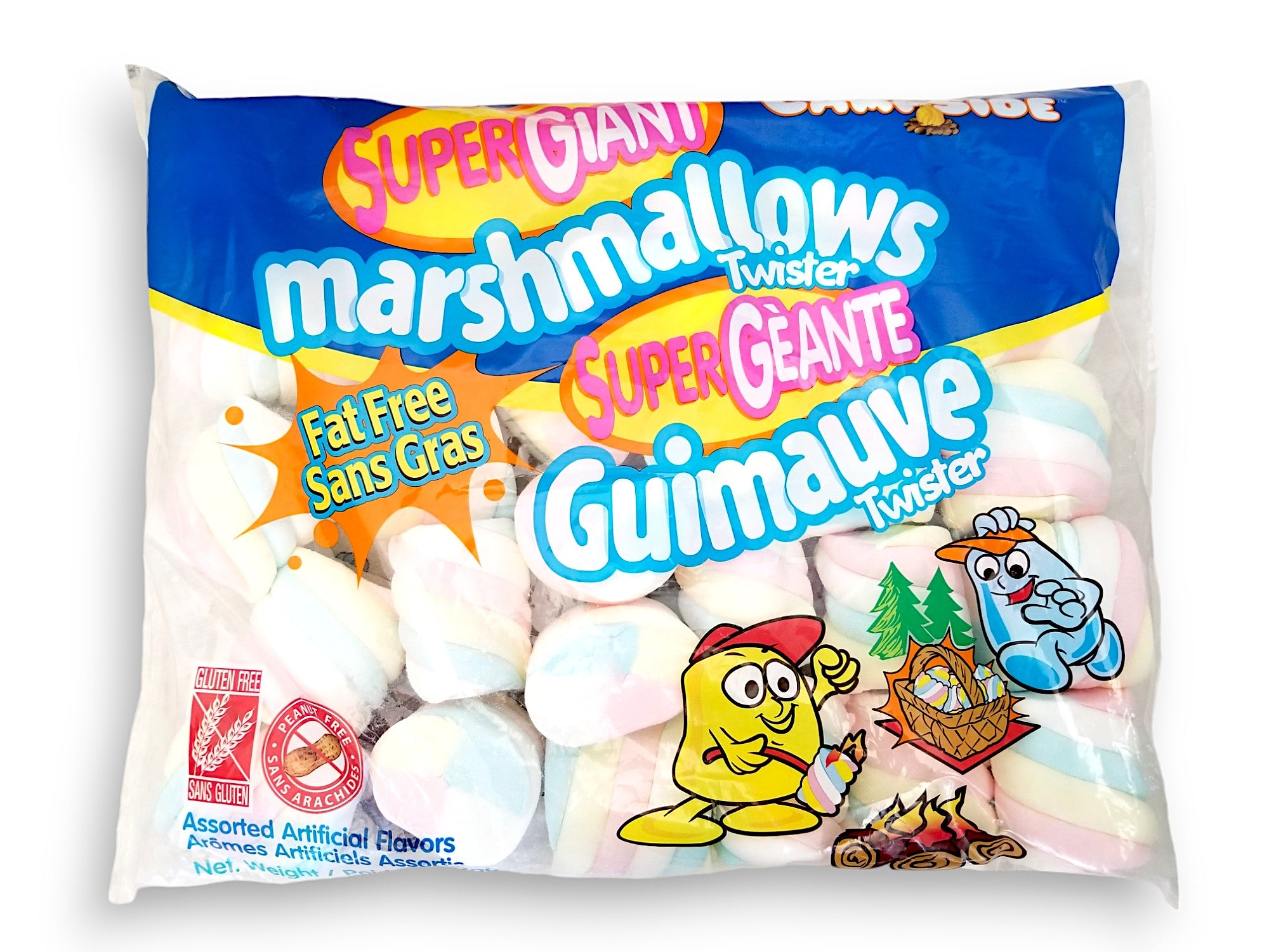 Campside Super Giant Twister Marshmallows, 700g, front of bag.