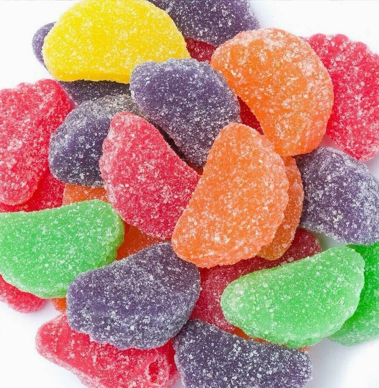 Close-up of Canada Candy Fruit Slices gummy candies – assorted fruit flavors, 2.5kg bag