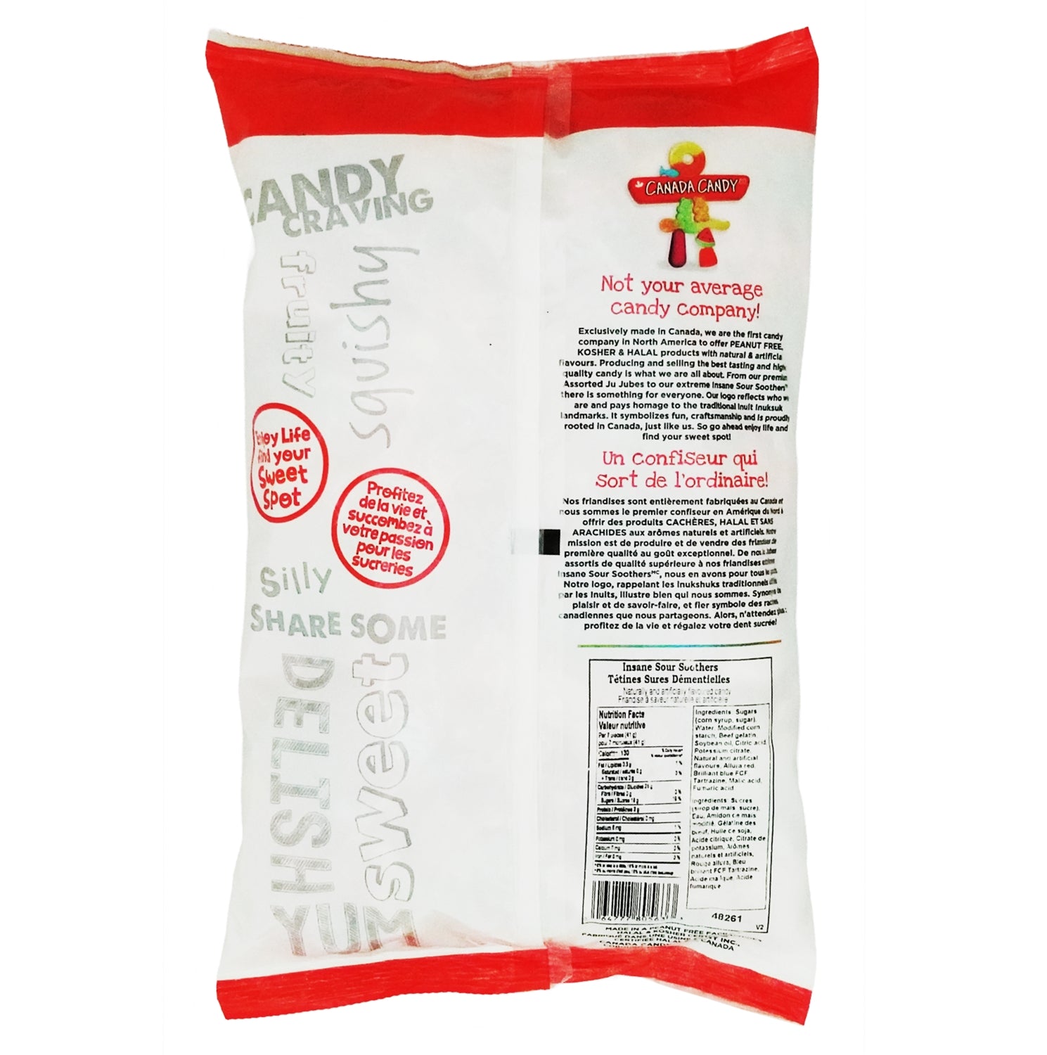 Back of Canada Candy Insane Sour Soothers Gummies 2.5kg bag – Made in Canada