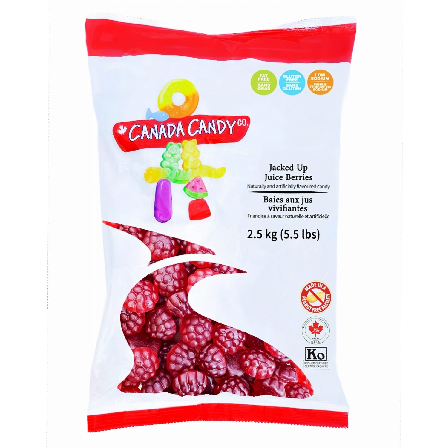 Canada Candy Jacked Up Juicy Berries 2.5kg bulk bag front – Kosher & Halal certified