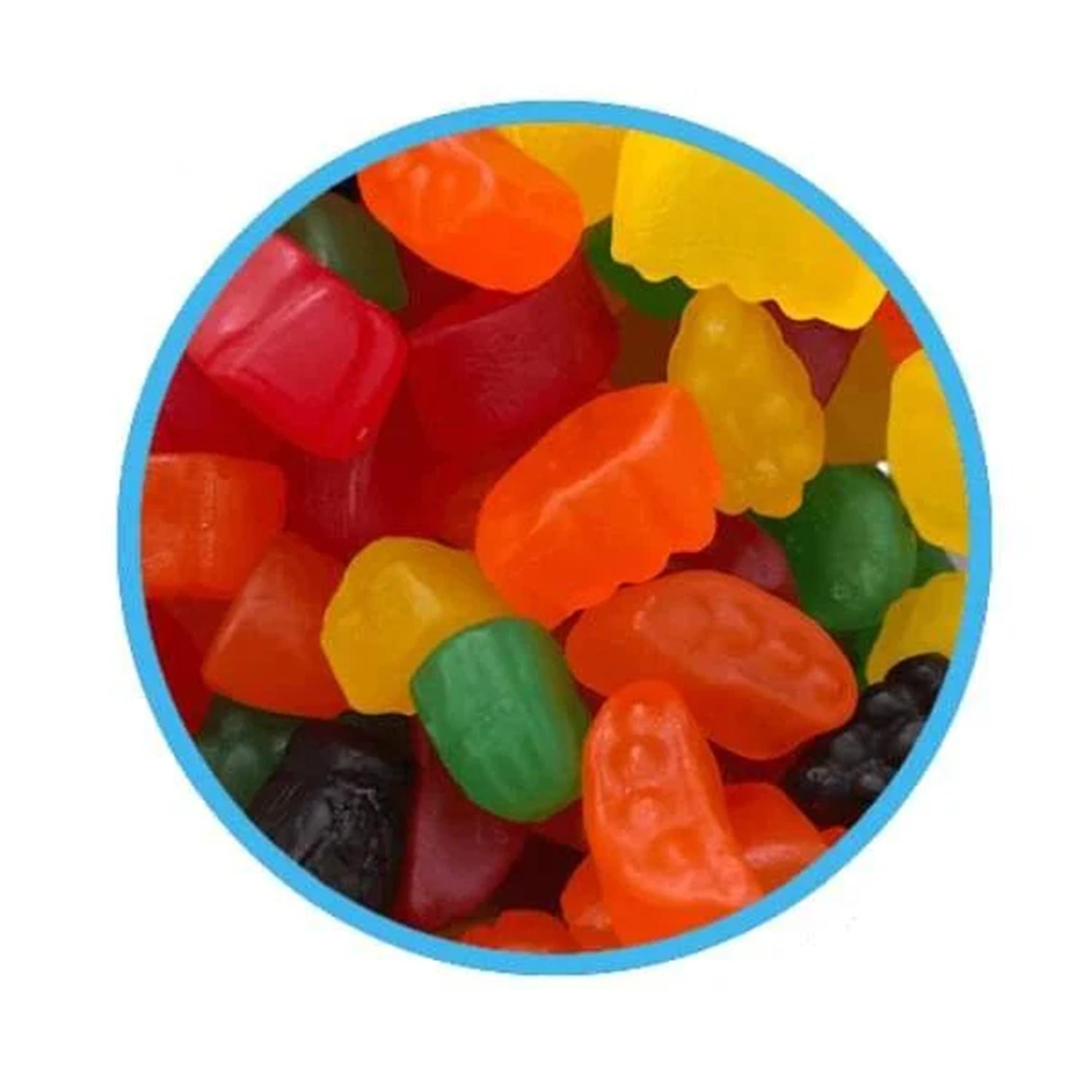 Close-up of Canada Candy Ju Jubes gummy candies – assorted flavors, 2.5kg bulk bag