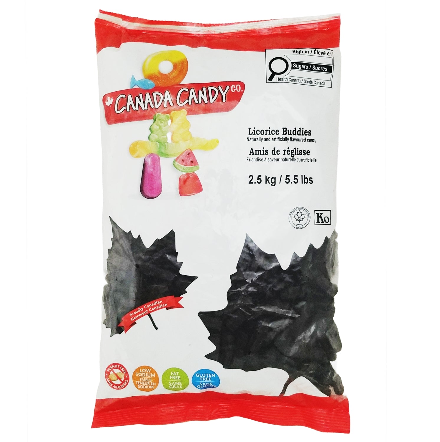 Canada Candy Licorice Buddies Gummies 2.5kg bulk bag, front view – Made in Canada
