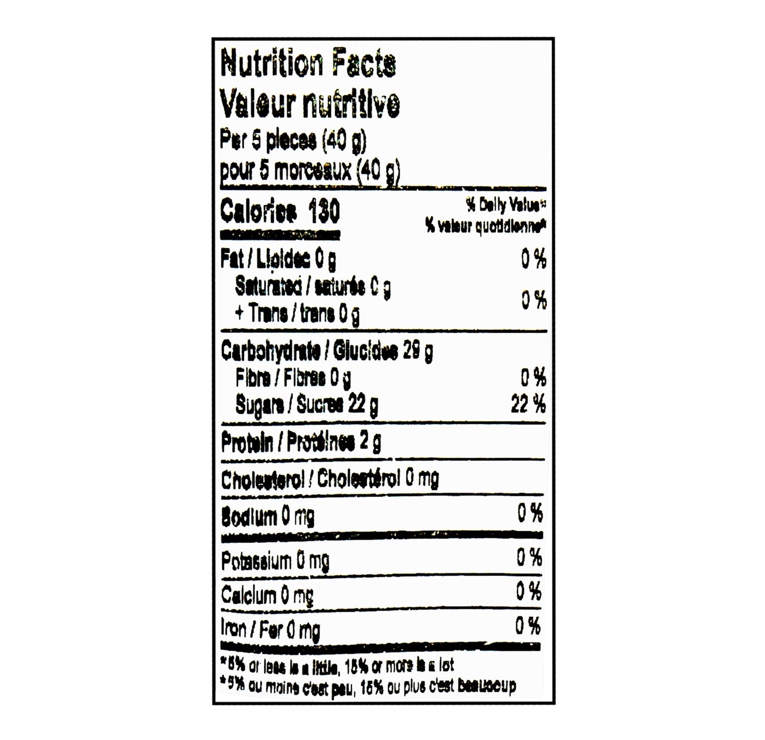 Nutrition facts for Canada Candy Sour Atomic Neon Worms 2.5kg bulk bag