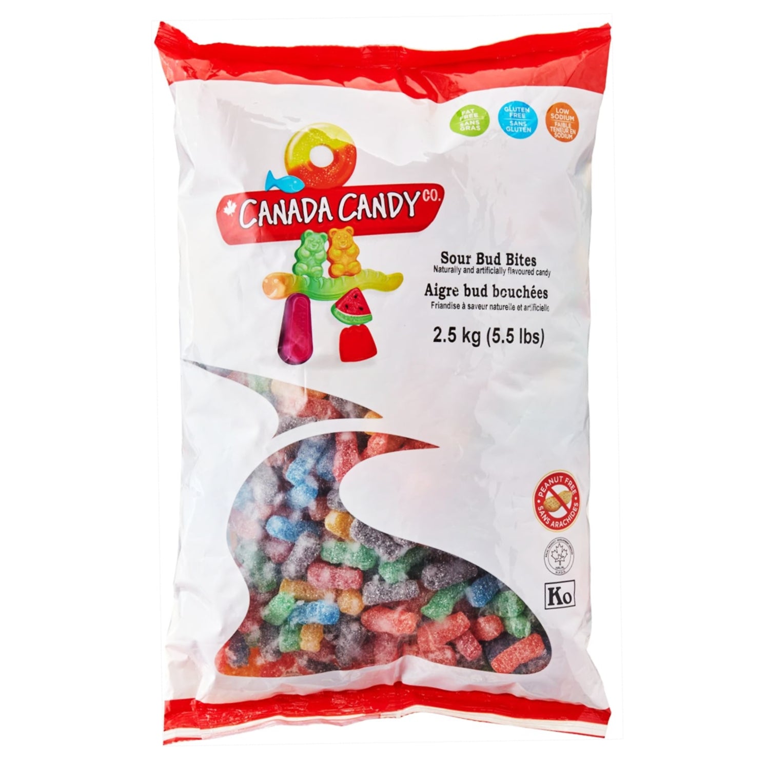 Canada Candy Sour Bud Bites 2.5kg bulk bag, front view – Made in Canada
