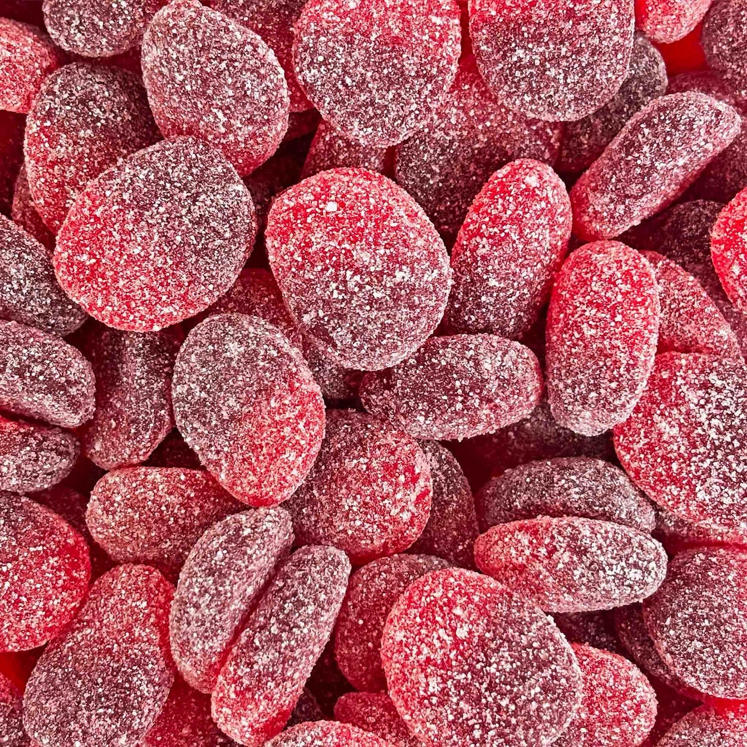 Close-up of Canada Candy Sour Cherry Bombs gummy candies – 2.5kg bulk bag