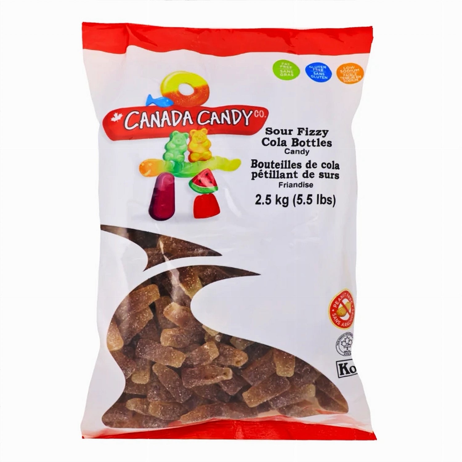 Canada Candy Sour Fizzy Cola Bottles 2.5kg bulk bag, front view – Made in Canada