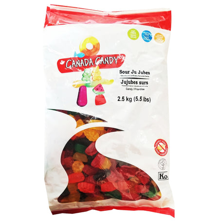 Canada Candy Sour Ju Jubes 2.5kg bag, front packaging – Made in Canada