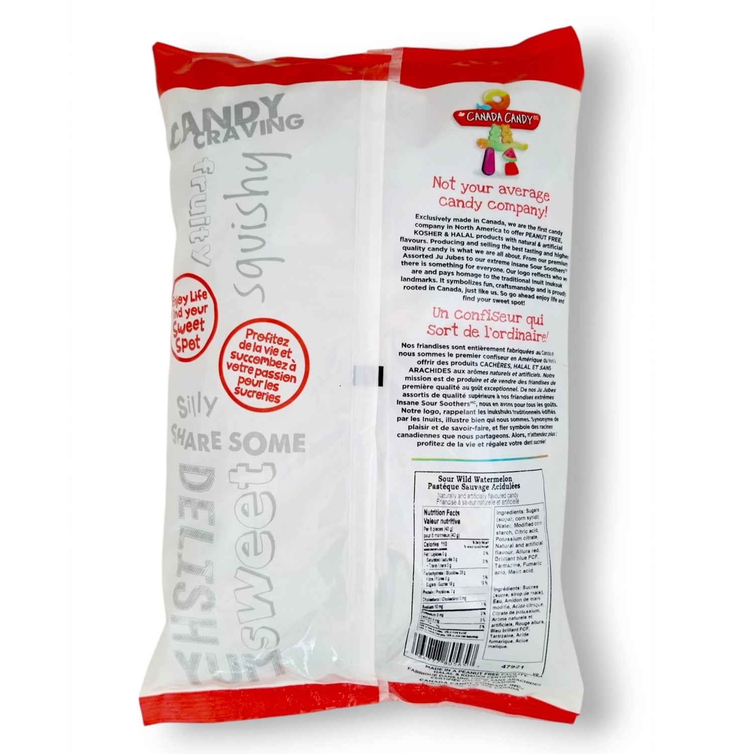 Back of Canada Candy Sour Wild Watermelon Gummies 2.5kg bag – Made in Canada