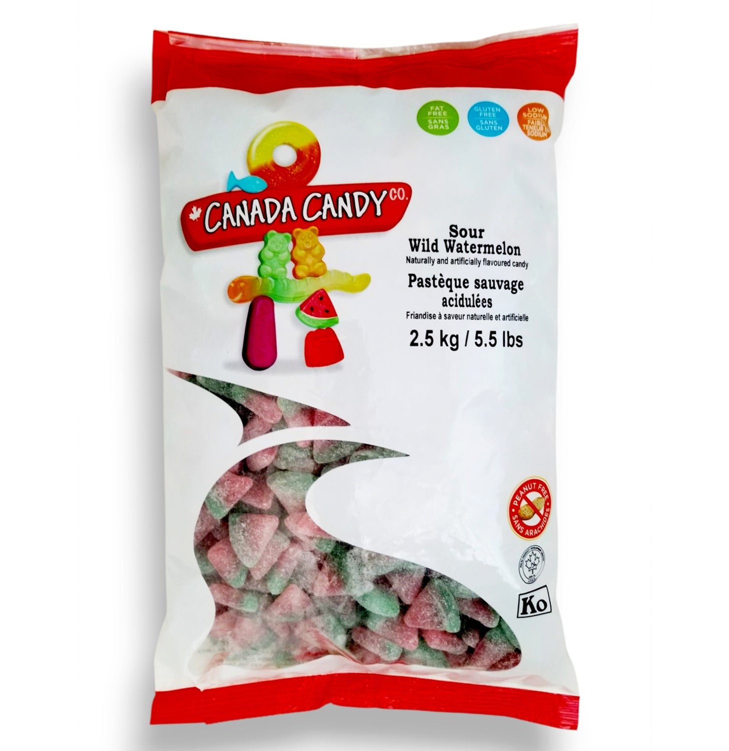 Canada Candy Sour Wild Watermelon Gummies 2.5kg bulk bag, front view – Made in Canada