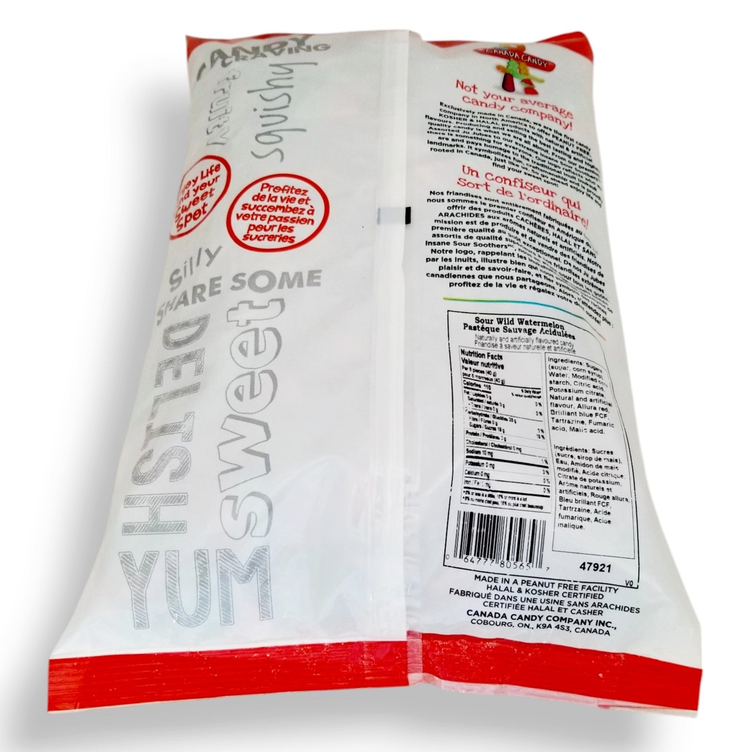UPC barcode label for Canada Candy Sour Wild Watermelon Gummies 2.5kg bulk bag