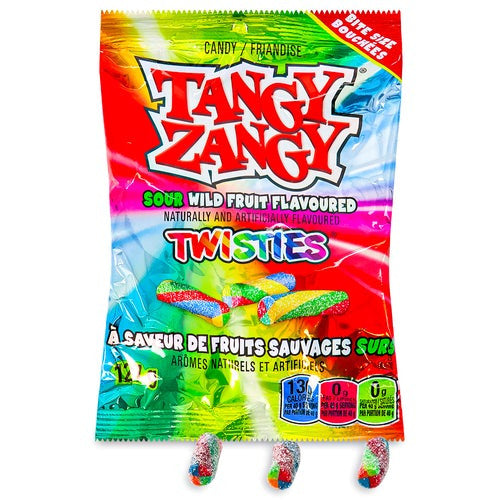 Tangy Zangy Sour Wild Fruit Twisties 127g/4.5oz, (Imported from Canada)